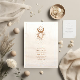 Mystical Gold Celestial Stars Wedding Classic Round Sticker