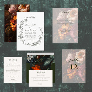 Fine Art Flower Painting Calligraphy Wedding Table Number