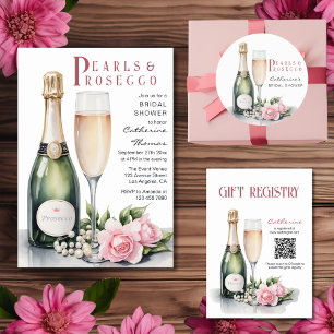 Pearls And Prosecco Floral Elegant Bridal Shower Classic Round Sticker