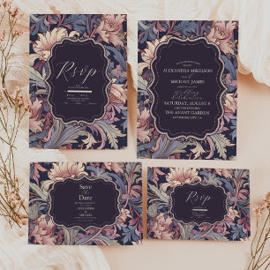 Vintage William Morris Lavender Wedding Invitation