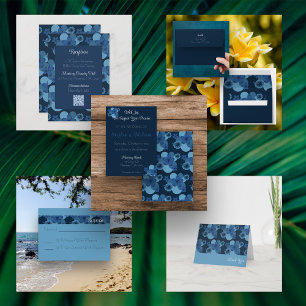 Navy Blue Tropical Theme Wedding Invitation