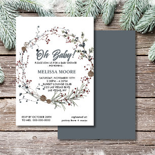Oh baby winterberry rustic boho invitation