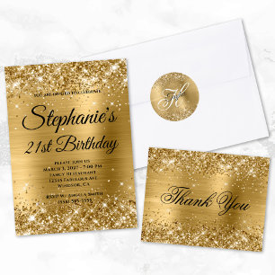 Glittery Gold Foil 21st Birthday Classic Round Sticker