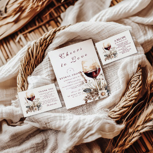 Romantic Burgundy Rose Wine Bridal Shower Invitation