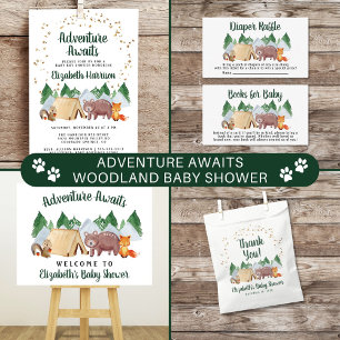 Rustic Woodland Animals Baby Sprinkle By Mail Invitation