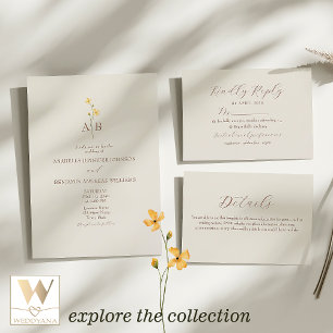 Floral Minimalist Wedding Invitation with RSVP