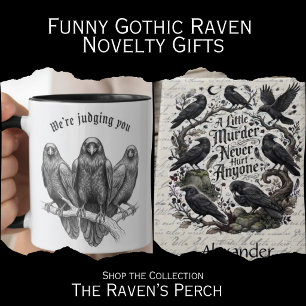 Gothic Raven Lover Gift Introvert Humour Art Two-Tone Coffee Mug