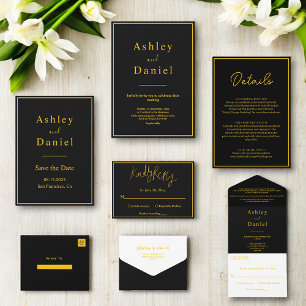 Elegant Luxury Black And Gold Minimal Wedding Save The Date