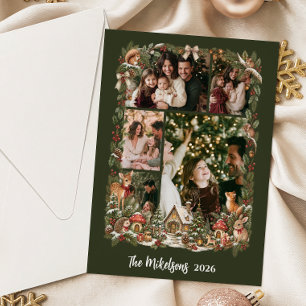 Photo Whimsical Woodland Storybook Christmas Holiday Card