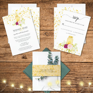Candlelight Roses Glitter Romantic Wedding Invitation