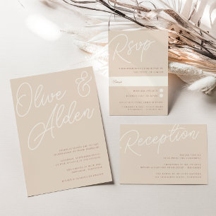 Sand   Script Watermark Wedding Invitation