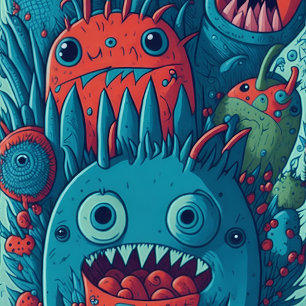 Little monster birthday party blue red paper plate