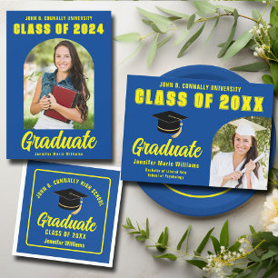 Blue Yellow Graduate Photo Arch 2025 Graduation Announcement