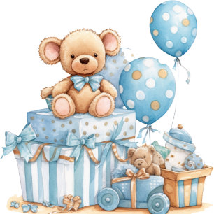 Blue Teddy Bear Baby Boy Shower Paper Napkins