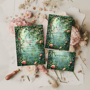 Old World Botanical Rose Garden Wedding Invitation