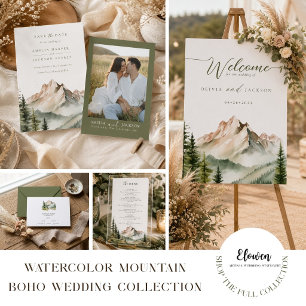 Rustic Watercolor Mountain Wedding  Napkin
