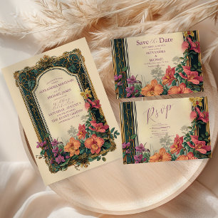 Botanical Bliss Wildflowers Art Nouveau Wedding Save The Date