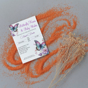 Butterfly kisses & Baby Wishes Invitation