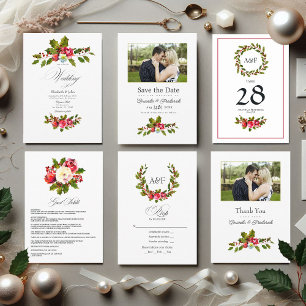Holly and Ivy Christmas Wedding Photo Save The Date