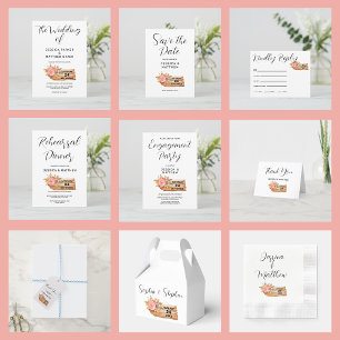 Autumn Flowers & Wood Sign  Rehearsal   Invitation