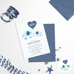 Advice for Mummy-to-Be Blue Elephant Baby Shower Invitation