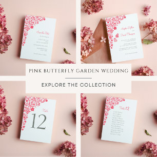Coral Pink Butterfly Garden Seating Chart Wedding Table Number