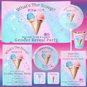 What's The Scoop Gender Reveal Ice Cream Custom Invitation