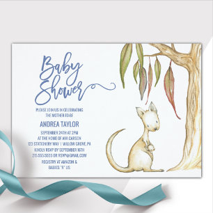 Australian Animals   Kangaroo & Joey Baby Shower Invitation