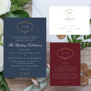 Classic Maroon Burgundy individual wedding address