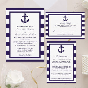 Nautical Anchor Navy Stripe Wedding Real
