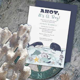 Ahoy It's A Boy Under the Sea Baby Sprinkle Shower Invitation