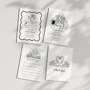 In Tents Drinking Doodle Camping Bachelorette Invitation