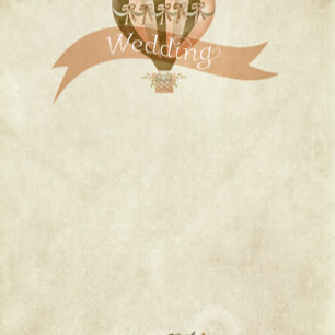 Vintage Hot Air Balloon Wedding Invitation