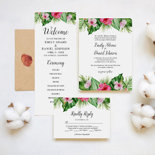 Watercolor Tropical Floral Wedding Invitation