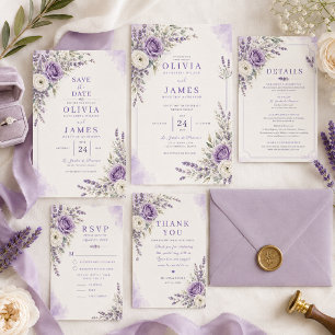 Lavender Watercolor Wedding Thank You Card