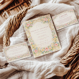 Blush Floral Gold Baroque Bridal Shower Napkin