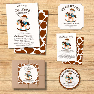 Western Cowboy Rocking Horse Boy Baby Shower Square Sticker