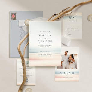 Wailea Ocean Watercolor Wedding Pre Addressed Envelope
