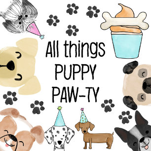 Puppy Dog Girl Birthday Pawty Invitation