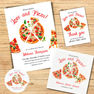 Italian Love & Pizza Party Slice Bridal Shower Invitation