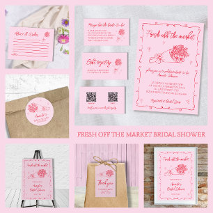 Off The Market Pink & Red Hand Drawn Bridal Shower Invitation