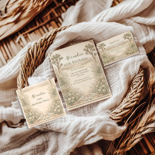 Neutral Desert Floral Birthday Napkin