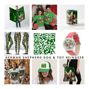 Christmas German Shepherd & Toy Reindeer Holiday Postcard