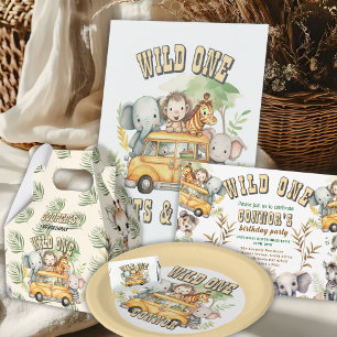 Wild one boys birthday safari animals  favour bag