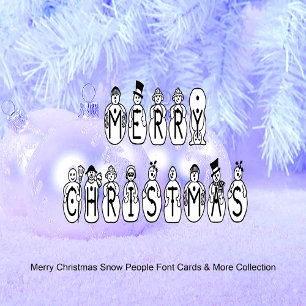 Merry Christmas Snow People Font, Blue Tint Snow Gift Tags