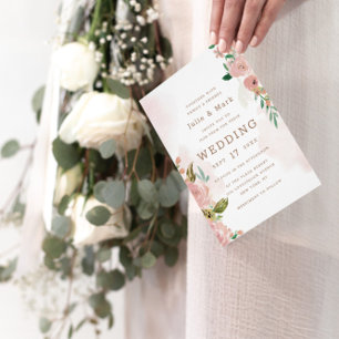 Alluring Rose Vintage Dusty Pink Floral Wedding Invitation