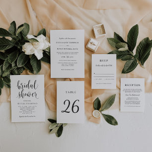 Elegant Minimal Black White Wedding Table Number
