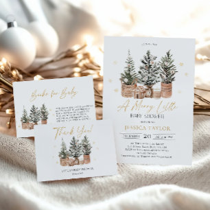Winter Rustic Christmas Trees Baby Shower Invitation