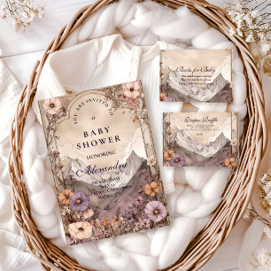 Lavender Meadow Peaks Baby Shower Invitation