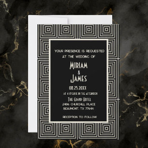 Black & Gold Art Deco Inspired Save the Date